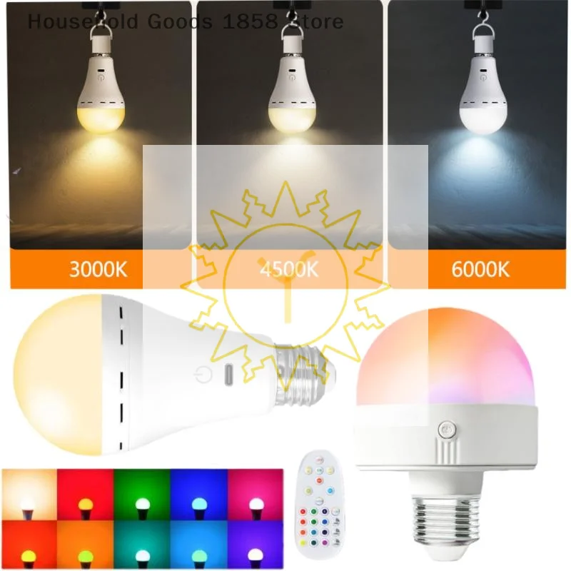 1 Set Rechargeable Smart Dimmable E27 Bulbs With Timing Cordless Battery Operated Light Bulb RGB/3 Color USB Led Lamp Bulb
1 Set Rechargeable Smart Dimmable E27 Bulbs With Timing Cordless Battery Operated Light Bulb RGB/3 Color USB Led Lamp Bulb