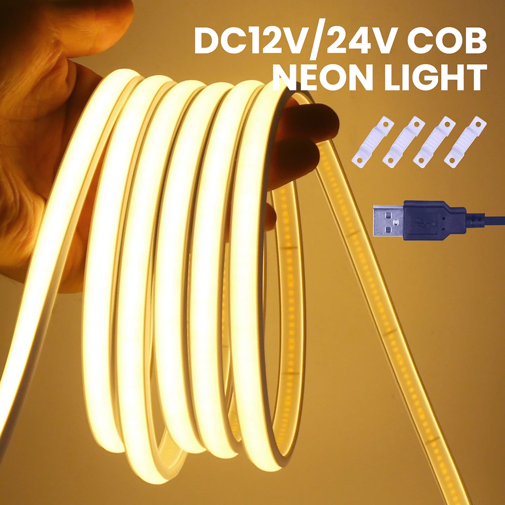 DC 5V USB Power COB Neon Led Strip Light 320LED/m Flexible Neon Rope Light for Home Kitchen Cabinet Wall Decor 3000K 4000K 6000K
DC 5V USB Power COB Neon Led Strip Light 320LED/m Flexible Neon Rope Light for Home Kitchen Cabinet Wall Decor 3000K 4000K 6000K