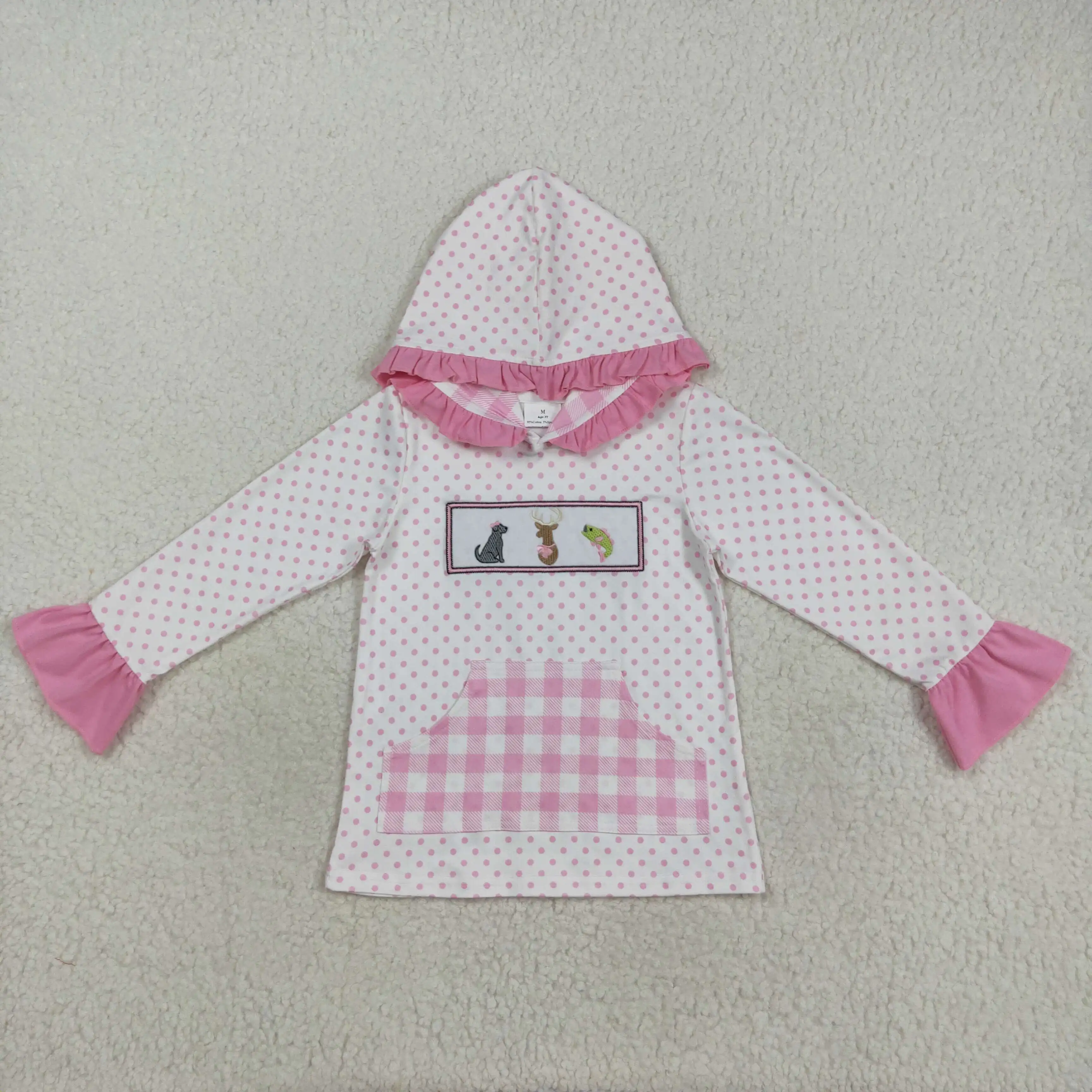 NEW Baby girl tops wholesale embroidered puppy elk duck pink pocket polka dot lace girls hoodie long sleeve
NEW Baby girl tops wholesale embroidered puppy elk duck pink pocket polka dot lace girls hoodie long sleeve