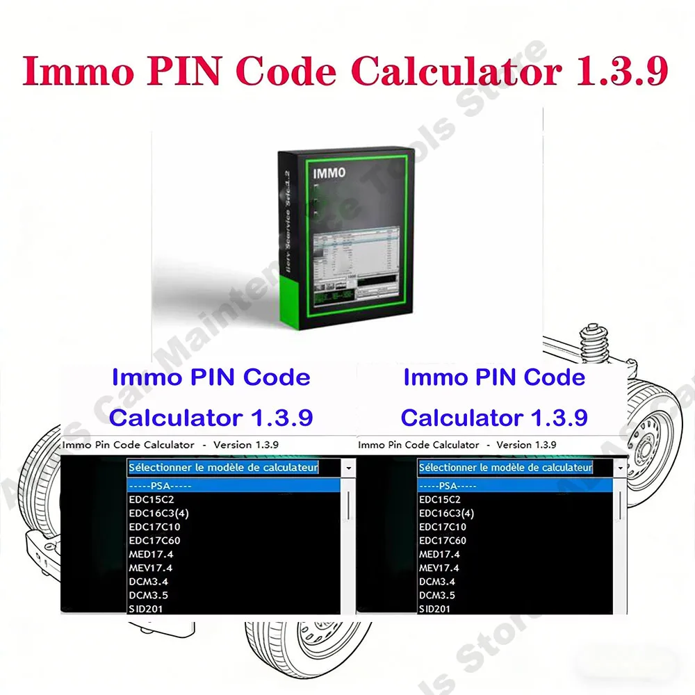 Coding calculator IMMO PIN CODE calculator V1.3.9 keygen Auto repair tools Software to decode pin code on many PSA ecu’s by dump
Coding calculator IMMO PIN CODE calculator V1.3.9 keygen Auto repair tools Software to decode pin code on many PSA ecu’s by dump