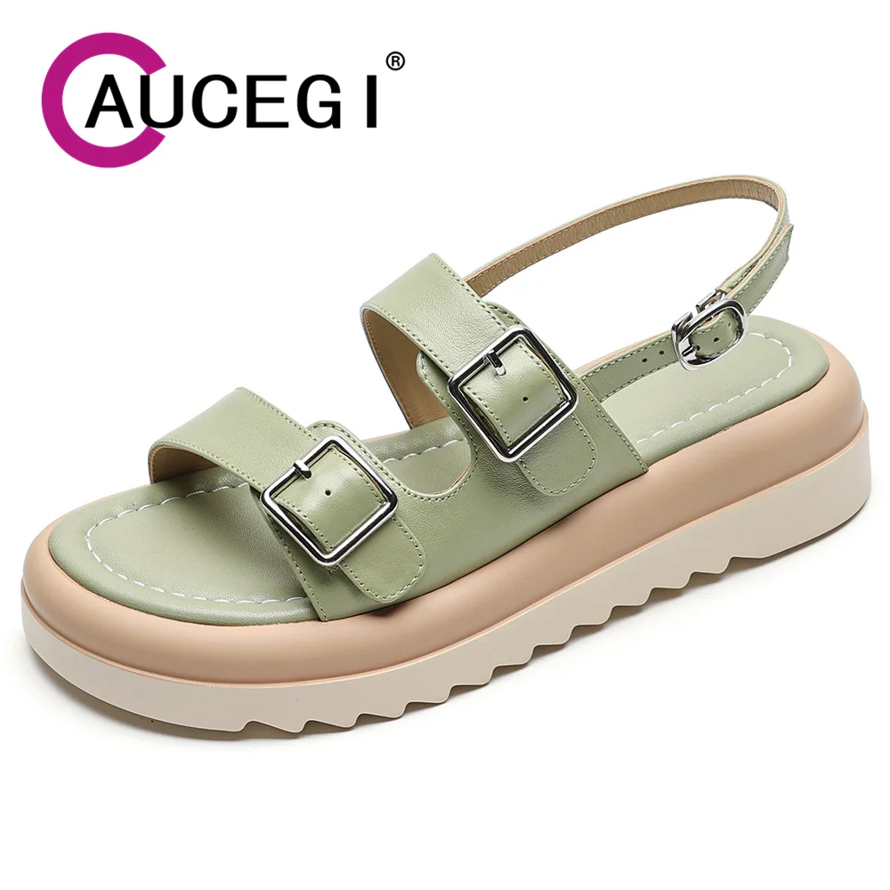 Aucegi Rome Round Peep Toe Platform Flat Heels Gladiator Sandals Female Genuine Leather Buckle Summer Casual Versatile Shoes
Aucegi Rome Round Peep Toe Platform Flat Heels Gladiator Sandals Female Genuine Leather Buckle Summer Casual Versatile Shoes