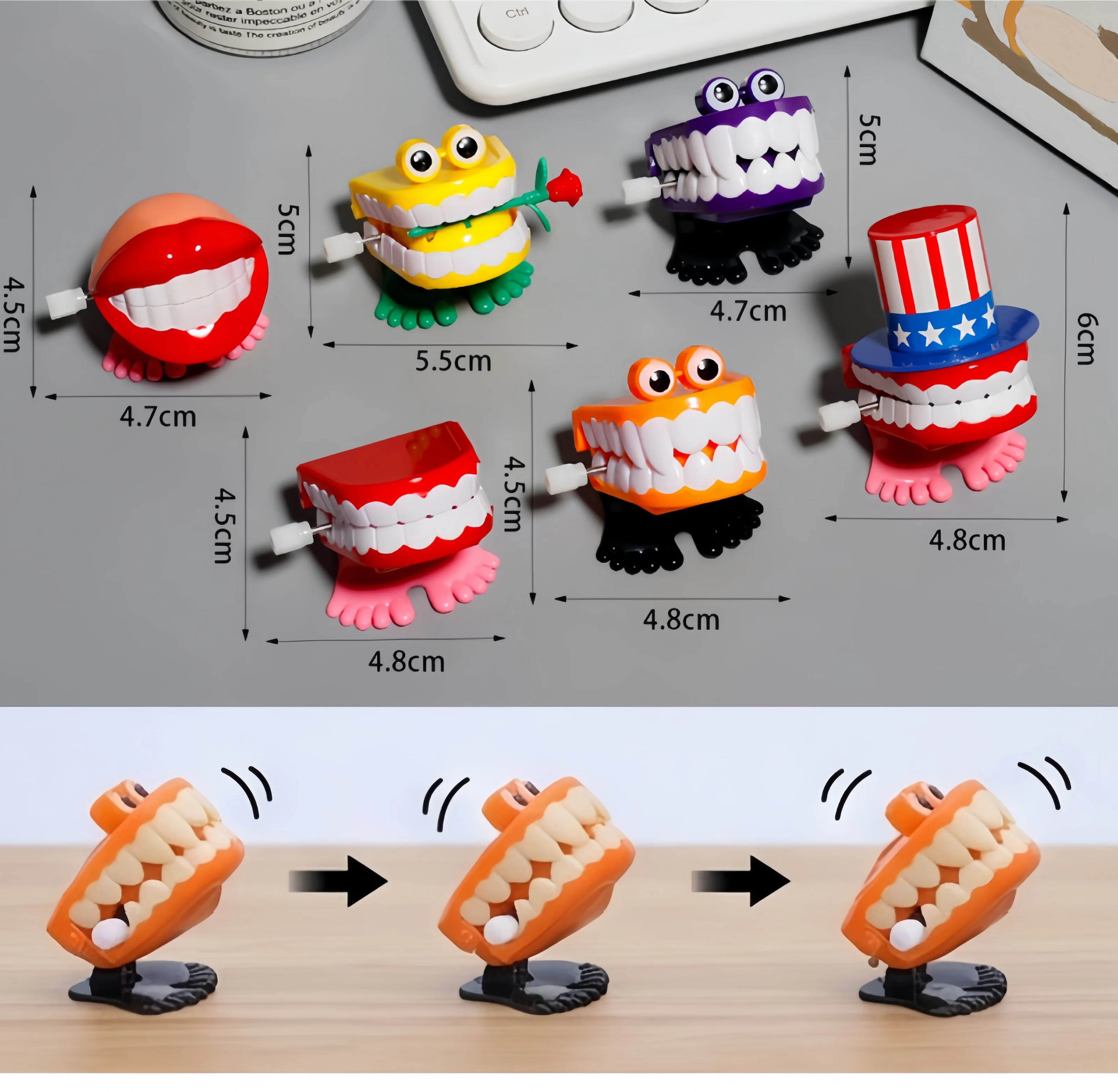Novelty Plastic Clockwork Bouncing Teeth On Chain Running Toy Funny Trick Toy Toothed Eye Top Hat Bouncing Teeth Halloween Gift
Novelty Plastic Clockwork Bouncing Teeth On Chain Running Toy Funny Trick Toy Toothed Eye Top Hat Bouncing Teeth Halloween Gift