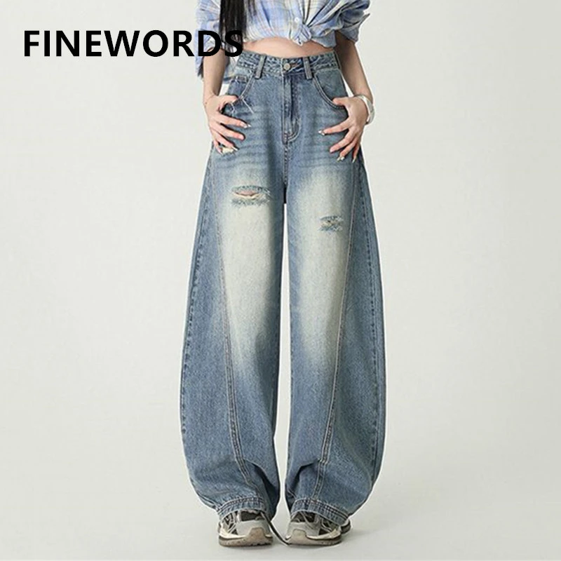 FINEWORDS Wide Leg Vintage Ripped Jeans Women Easymatch Streetwear Punk Korea Baggy Jeans Harajuku High Waist Washed Jeans
FINEWORDS Wide Leg Vintage Ripped Jeans Women Easymatch Streetwear Punk Korea Baggy Jeans Harajuku High Waist Washed Jeans
