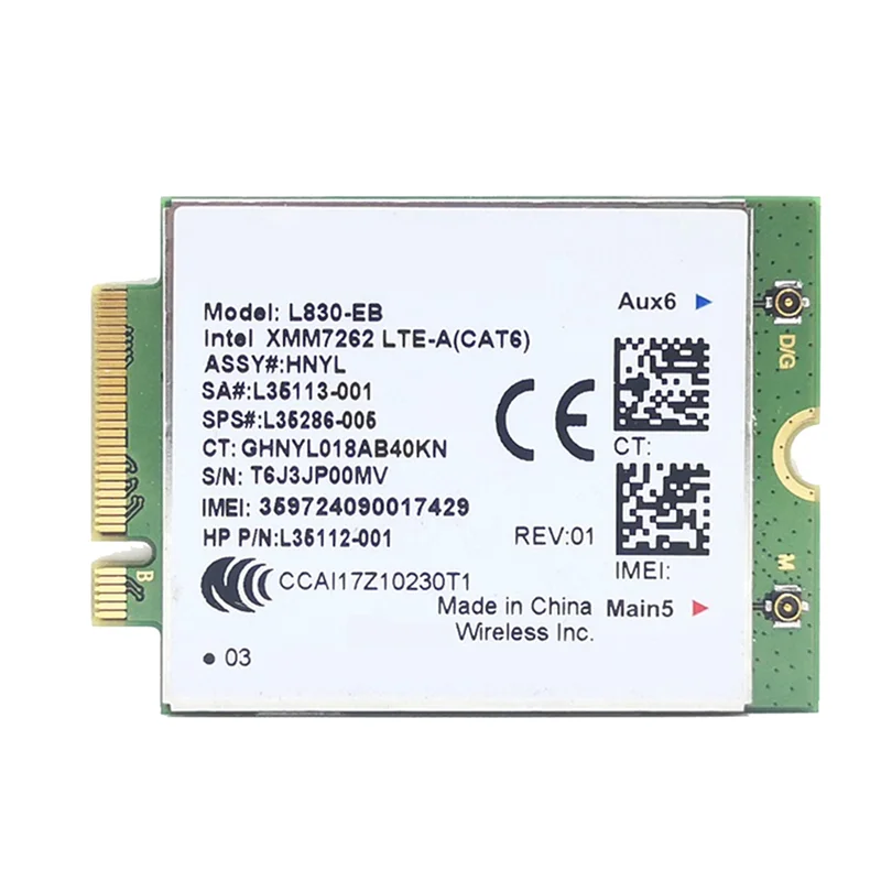 T88C для L830- WIFI-карта 4G LTE L830 L35286-005 7262 Модуль LTE Cat6 300 Мбит/с для 640 650 G5 840 846 850 G6 X360 830
T88C для L830- WIFI-карта 4G LTE L830 L35286-005 7262 Модуль LTE Cat6 300 Мбит/с для 640 650 G5 840 846 850 G6 X360 830