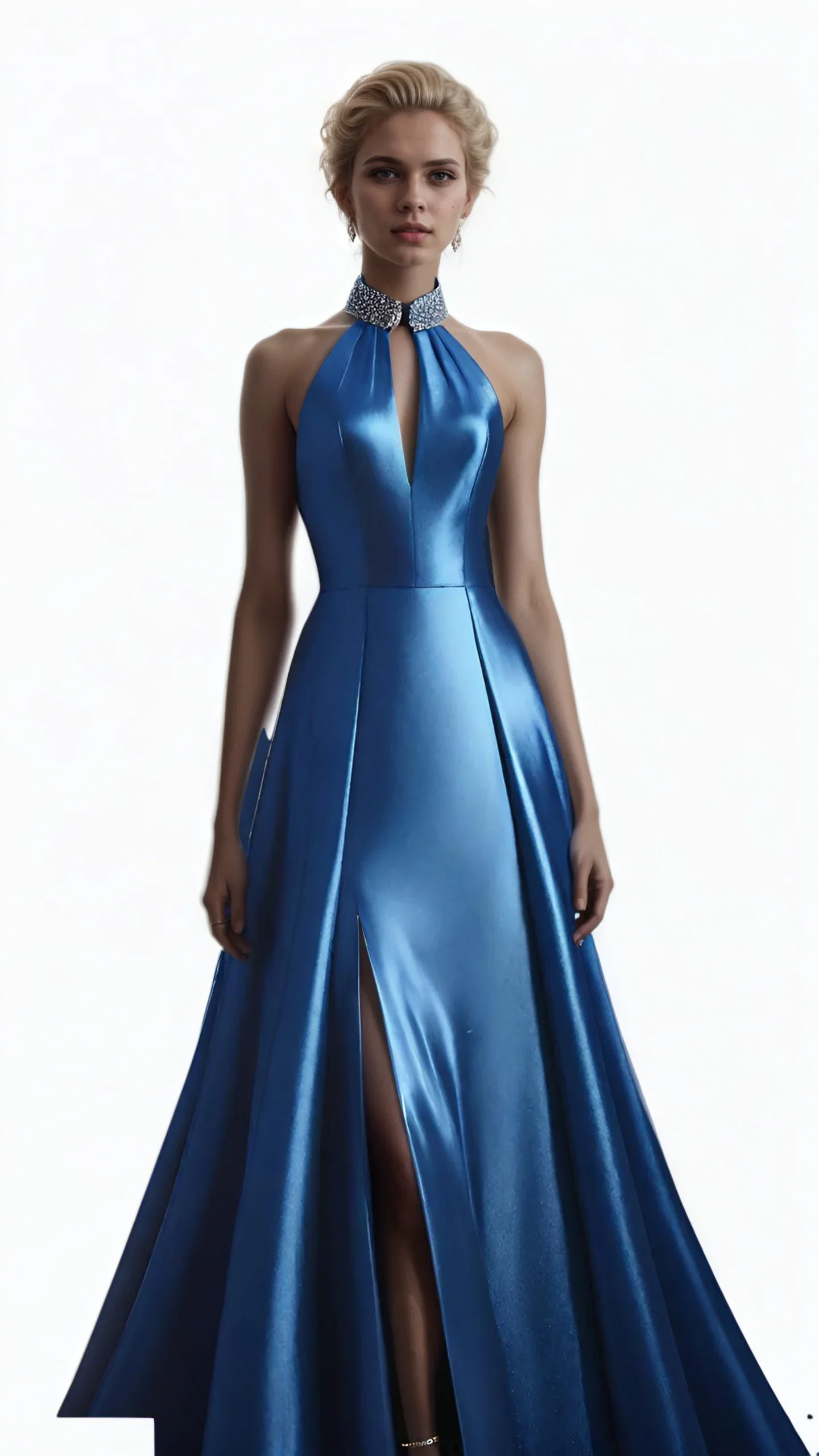 Women Elegant Satin Evening Dress Hollow Out Sequined Sleelevess Splir Hem Wedding Guesi Cocktail Party Club Halter Maxi Dresses 
Women Elegant Satin Evening Dress Hollow Out Sequined Sleelevess Splir Hem Wedding Guesi Cocktail Party Club Halter Maxi Dresses