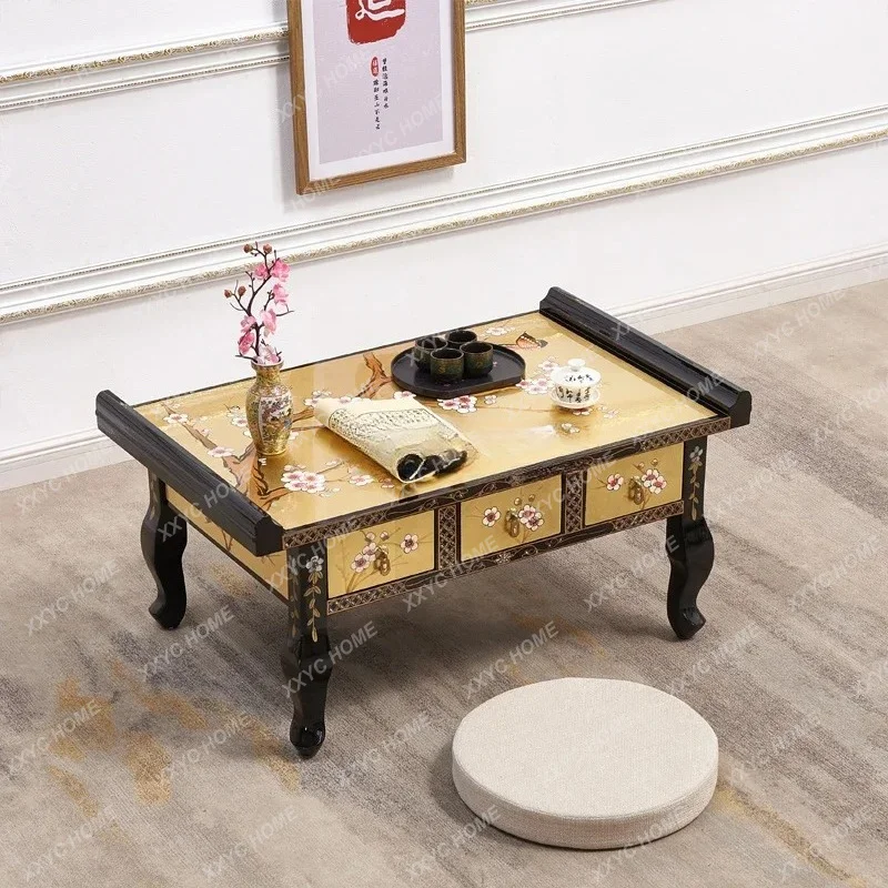 LLiano painted gold leaf three-bucket coffee table, classical hand-painted plum blossom butterfly tea table
LLiano painted gold leaf three-bucket coffee table, classical hand-painted plum blossom butterfly tea table