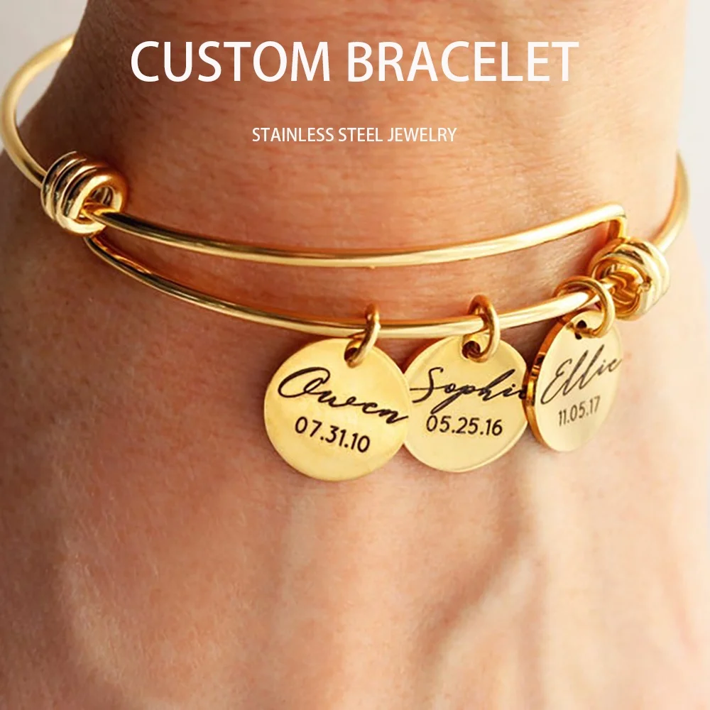 1-3 Name Customized Bracelet Personalized Adjustable Charm Bangle Cute Round Love Pendant Stainless Steel Jewelry for Couple
1-3 Name Customized Bracelet Personalized Adjustable Charm Bangle Cute Round Love Pendant Stainless Steel Jewelry for Couple
