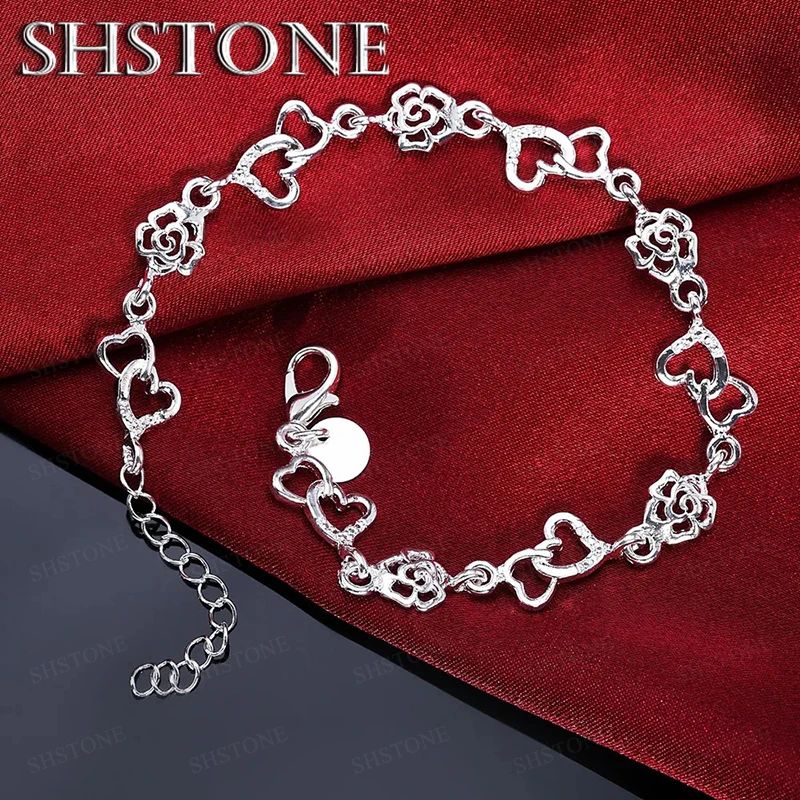 Beautiful 925 Sterling Silver Bracelet for women bracelet HEART lovely FLOWER chain fashion Wedding Party cute lady nice jewelry
Beautiful 925 Sterling Silver Bracelet for women bracelet HEART lovely FLOWER chain fashion Wedding Party cute lady nice jewelry