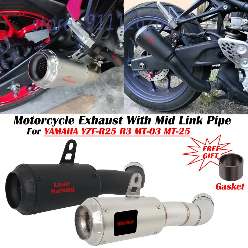 Motorcycle Exhaust Escape Modified Muffler With Middle Link Pipe Gasket Slip On For YAMAHA YZF-R3 R3 R25 MT-03 MT03 R30 MT-25
Motorcycle Exhaust Escape Modified Muffler With Middle Link Pipe Gasket Slip On For YAMAHA YZF-R3 R3 R25 MT-03 MT03 R30 MT-25