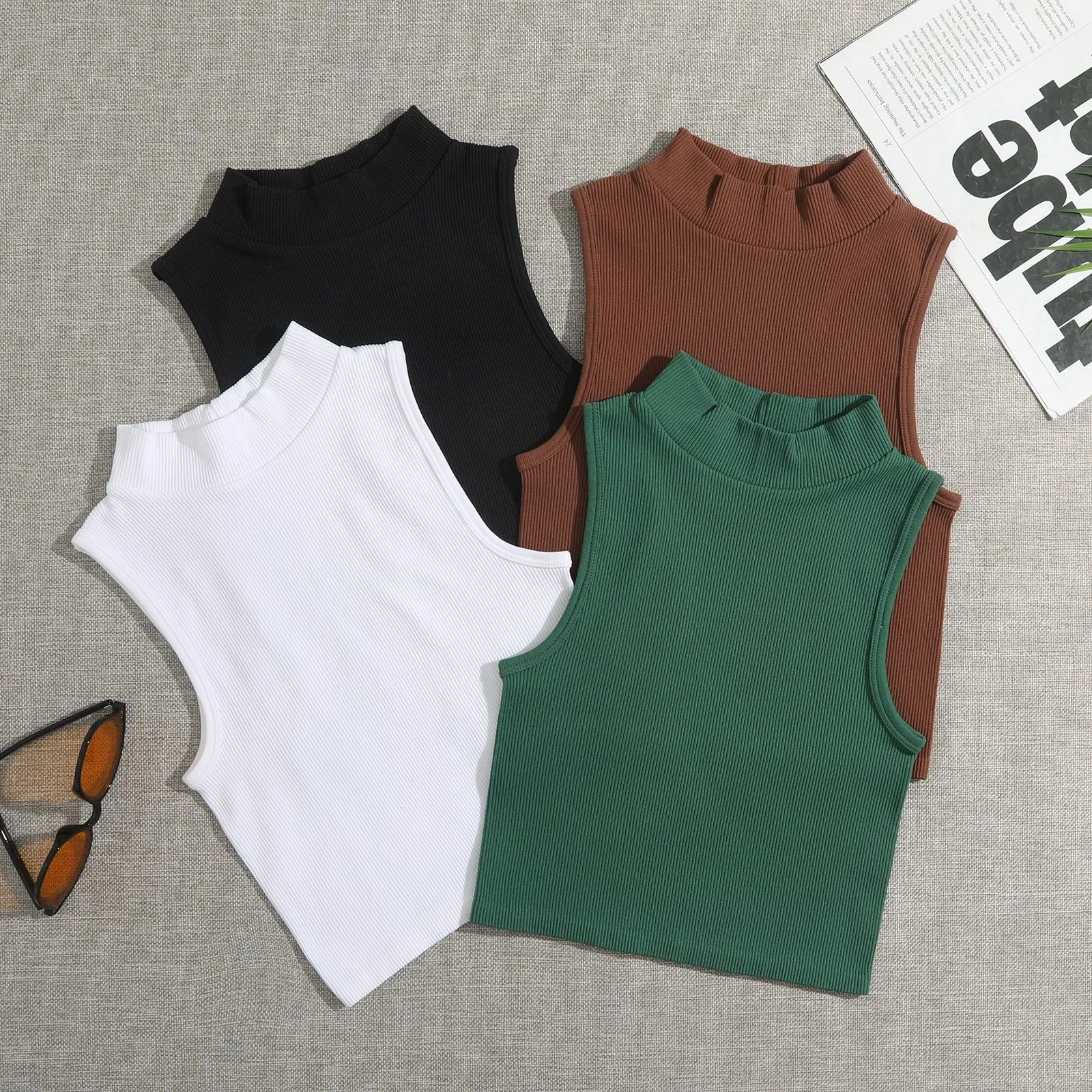 Seamless Crop Top For Women High Neck Sports Top Sleeveless Base Shirt Ribbed Summer Camisole Solid Gym Clothes
Seamless Crop Top For Women High Neck Sports Top Sleeveless Base Shirt Ribbed Summer Camisole Solid Gym Clothes
