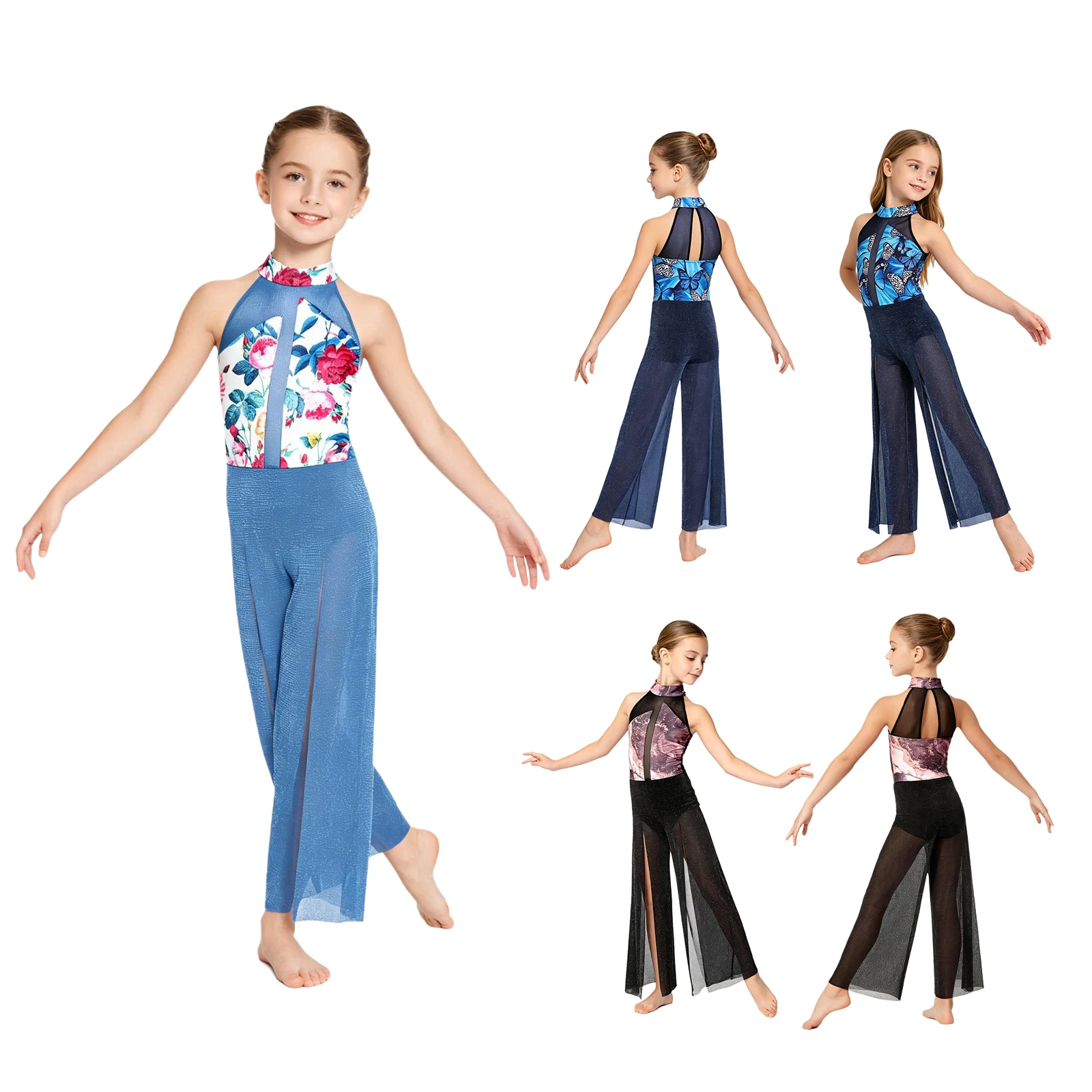 Girls Lyrical Dance Costume Jumpsuit Mock Neck Patchwork Split Long Pants Built in Briefs Stretchy Breathable Stage Performance
Girls Lyrical Dance Costume Jumpsuit Mock Neck Patchwork Split Long Pants Built in Briefs Stretchy Breathable Stage Performance