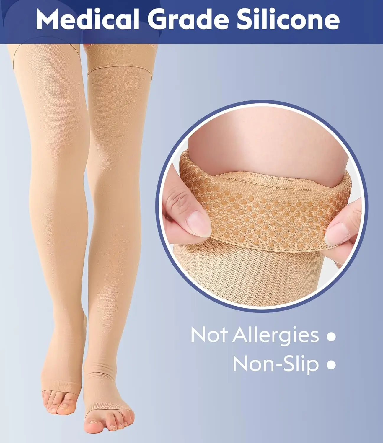 Thigh High Compression Stockings Footless, 15-20mmHg Compression Sleeves
Thigh High Compression Stockings Footless, 15-20mmHg Compression Sleeves