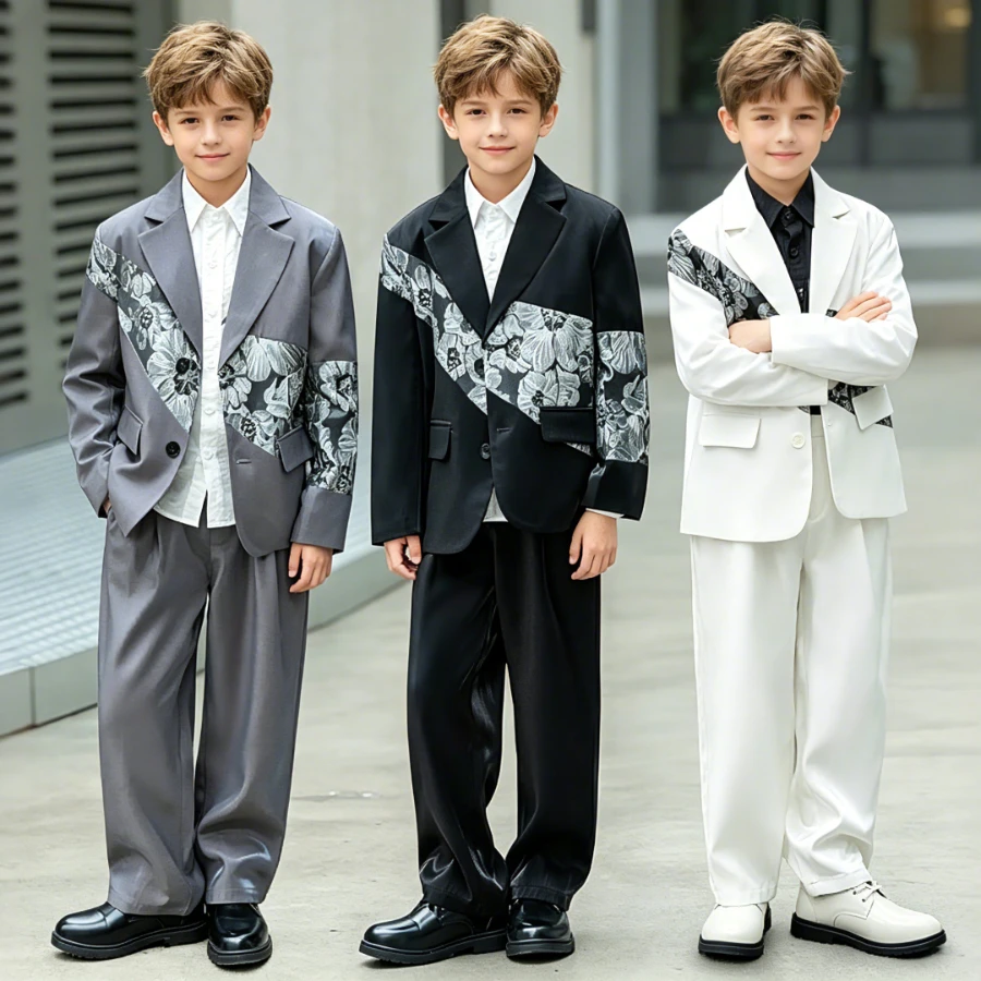 Boys Floral Patchwork Blazer Suit School Teen Kids Streetwear Outfit Wedding Birthday Stage Performance Casual Children Costume
Boys Floral Patchwork Blazer Suit School Teen Kids Streetwear Outfit Wedding Birthday Stage Performance Casual Children Costume