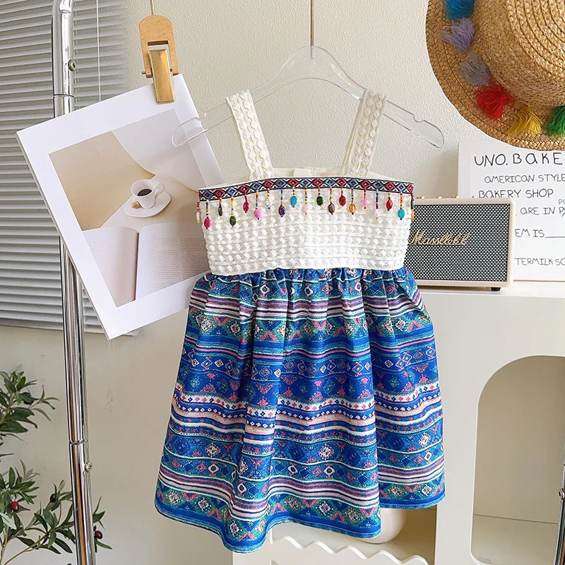Girls' Dress Summer New Kids' Skirt Ethnic Style Baby Ancient Style Sleeveless Suspender Dress
Girls' Dress Summer New Kids' Skirt Ethnic Style Baby Ancient Style Sleeveless Suspender Dress