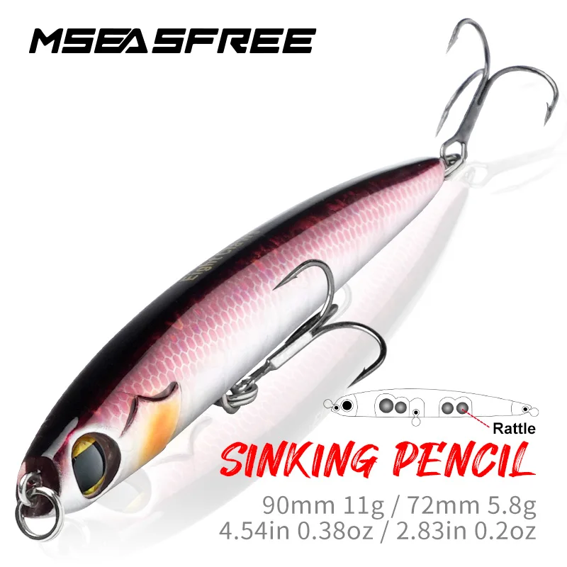 MSEASFREE Rattle Sinking Pencil Fishing Lure 90mm 11g / 72mm 5.8g Wobblers Bass Pike Shore Casting Artificial Bait Rock Fishing
MSEASFREE Rattle Sinking Pencil Fishing Lure 90mm 11g / 72mm 5.8g Wobblers Bass Pike Shore Casting Artificial Bait Rock Fishing