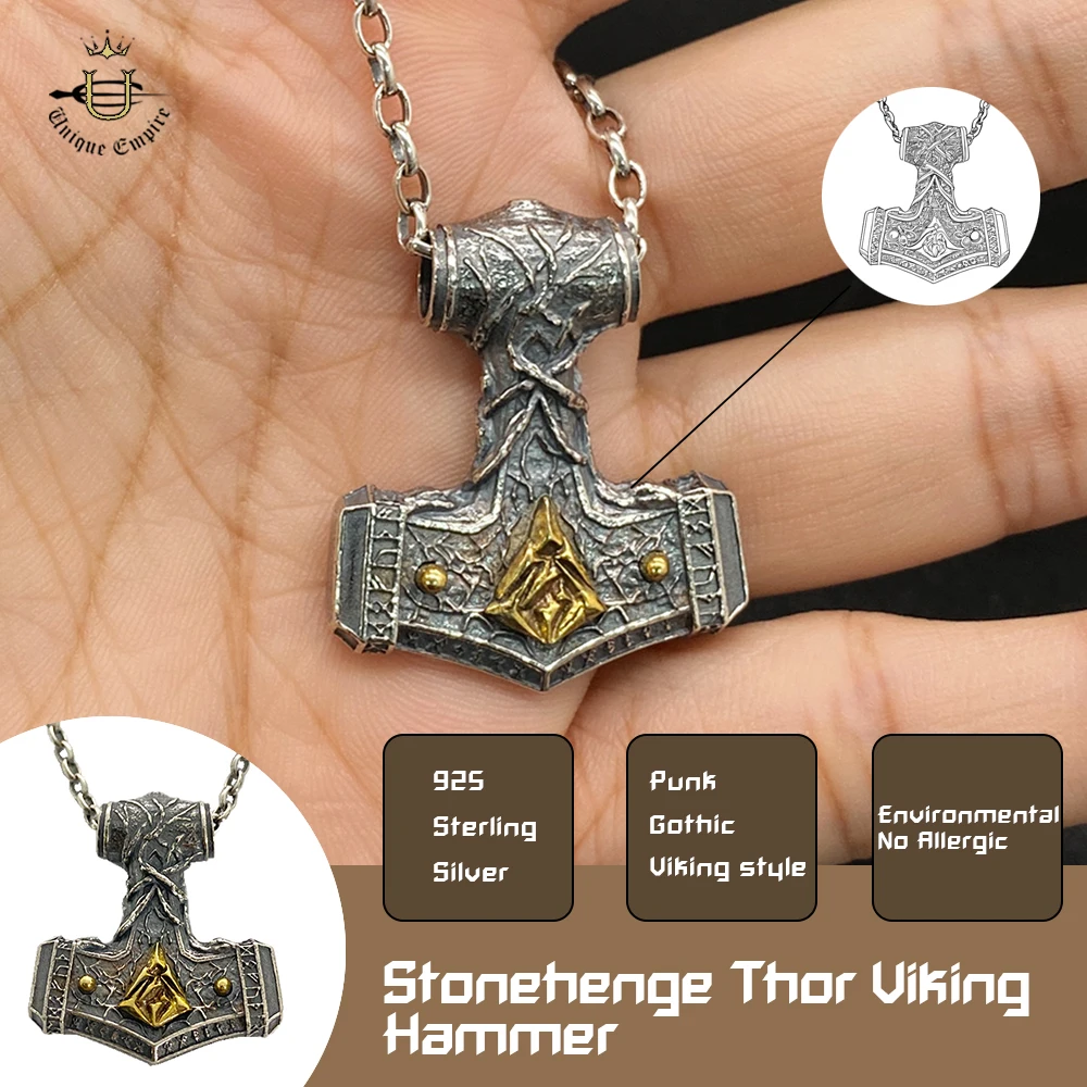 925 Sterling Silver Viking Hammer Pendant Necklace with Four Elements & Runes Norse Pagan Talisman Jewelry for Men 
925 Sterling Silver Viking Hammer Pendant Necklace with Four Elements & Runes Norse Pagan Talisman Jewelry for Men