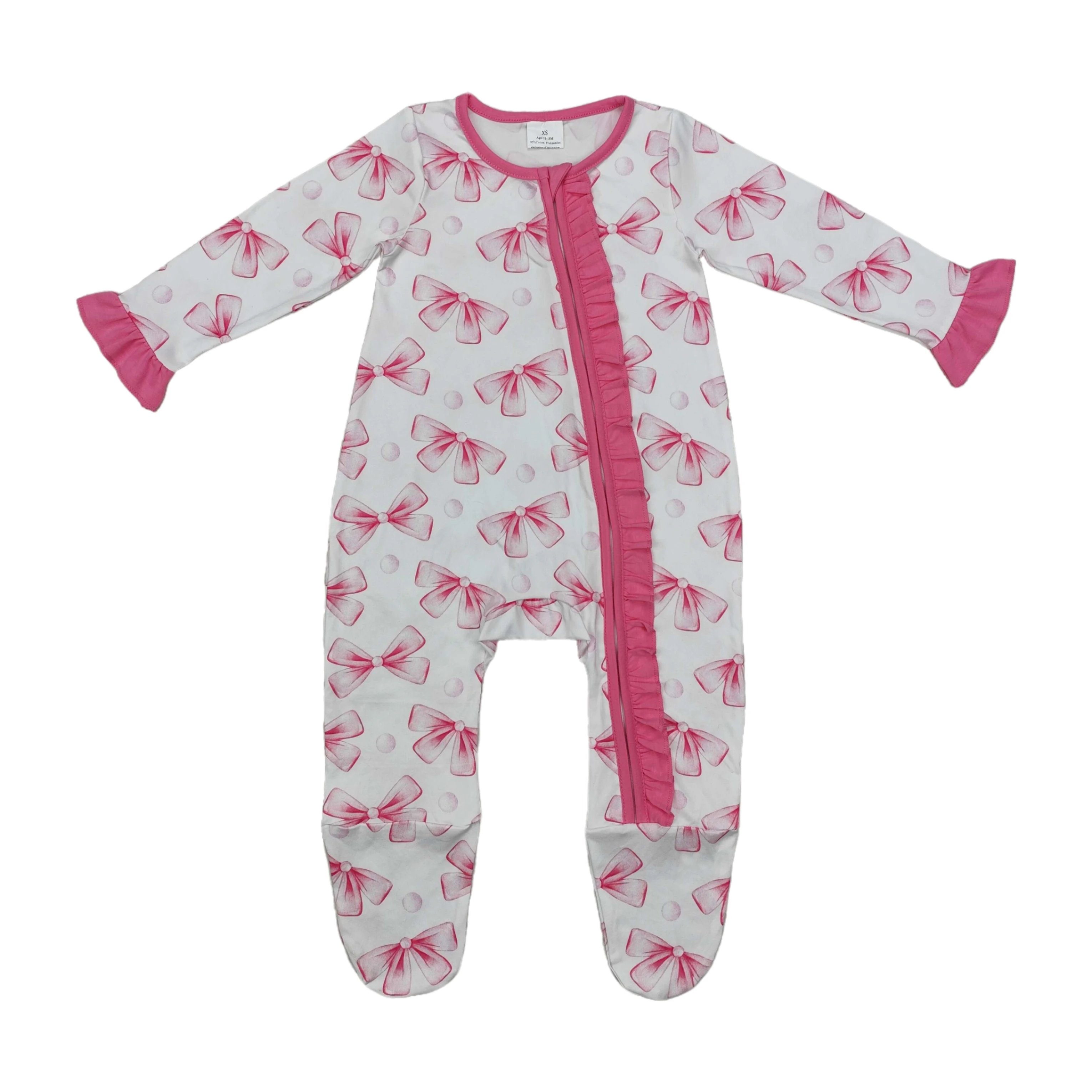 Wholesale Infant Children Long Sleeves Footie Romper Baby Girl Bows Ruffle Zipper Toddler Kids Newborn Pajamas Coverall Bodysuit
Wholesale Infant Children Long Sleeves Footie Romper Baby Girl Bows Ruffle Zipper Toddler Kids Newborn Pajamas Coverall Bodysuit