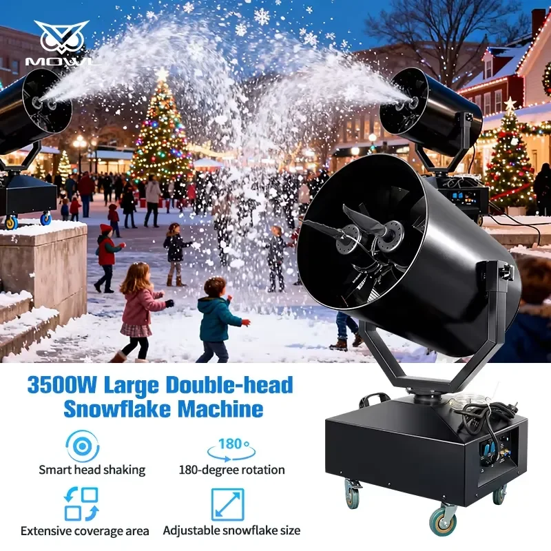High Power Double Head 3000W DMX Moving Head Artificial Snow Making Machine for Indoor Outdoor Christmas Festival Events
High Power Double Head 3000W DMX Moving Head Artificial Snow Making Machine for Indoor Outdoor Christmas Festival Events