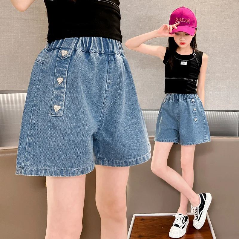 Korean Kids Solid A-line Denim Shorts With Hearts Buttons Girls Fashion Streetwear Short Pants Tweens Child Summer Mini Jeans
Korean Kids Solid A-line Denim Shorts With Hearts Buttons Girls Fashion Streetwear Short Pants Tweens Child Summer Mini Jeans