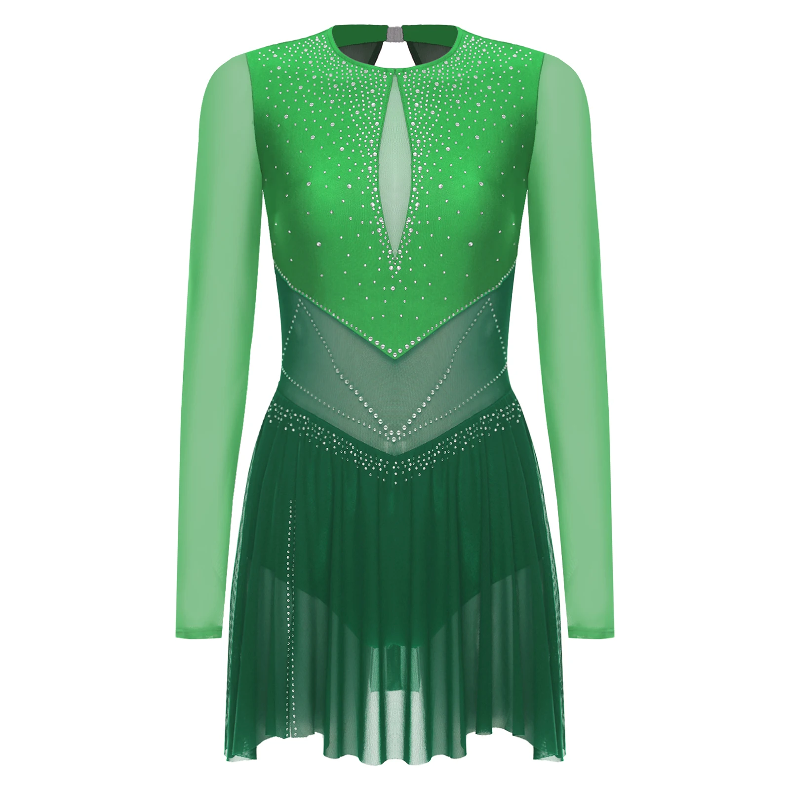 Women Color Block Figure Ice Skating Dance Dresses Long Sleeve Shiny Rhinestones Mesh Leotard Dress for Performance Competition
Women Color Block Figure Ice Skating Dance Dresses Long Sleeve Shiny Rhinestones Mesh Leotard Dress for Performance Competition