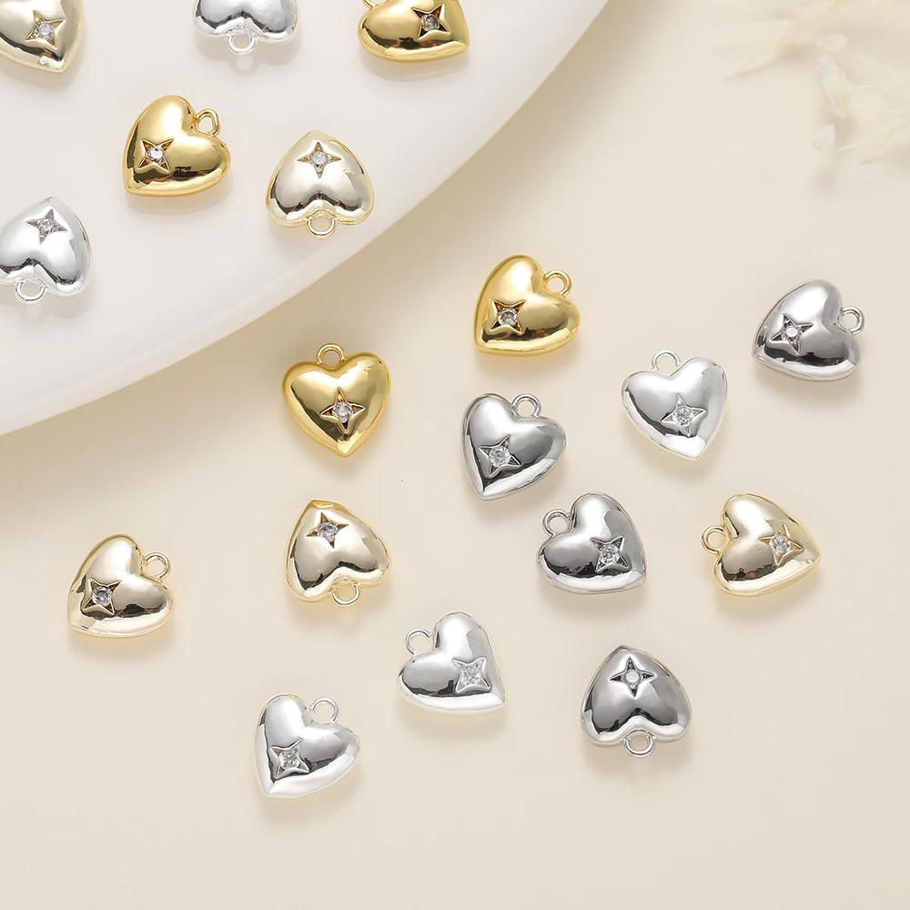 2Pcs 9*10mm 14/18K Gold Plated Heart Shape Pendants with Zircon for Necklace Bracelets Jewelry Making Supplies Accessories
2Pcs 9*10mm 14/18K Gold Plated Heart Shape Pendants with Zircon for Necklace Bracelets Jewelry Making Supplies Accessories