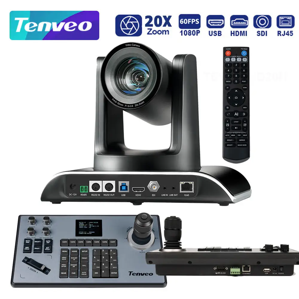 PTZ Camera & Controller 4K 20X Zoom AI Tracking Camera USB/HDMI/SDI/LAN and 4D Joystick Controller for Live Streaming
PTZ Camera & Controller 4K 20X Zoom AI Tracking Camera USB/HDMI/SDI/LAN and 4D Joystick Controller for Live Streaming