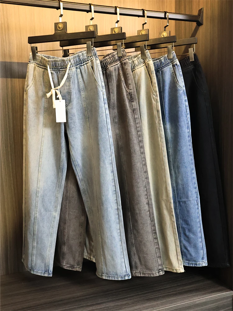 Современные свободные мужские джинсы с прямыми штанинами, однотонные осенние длинные брюки с талией, удобные молодежные брюки с эластичной резинкой на талии
Современные свободные мужские джинсы с прямыми штанинами, однотонные осенние длинные брюки с талией, удобные молодежные брюки с эластичной резинкой на талии