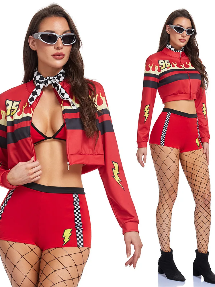 Sexy Racing Girl loween Cosplay Costume Red orm Performance Outfit Attractive Stage Costume Ladies' Traditional Wear
Sexy Racing Girl loween Cosplay Costume Red orm Performance Outfit Attractive Stage Costume Ladies' Traditional Wear