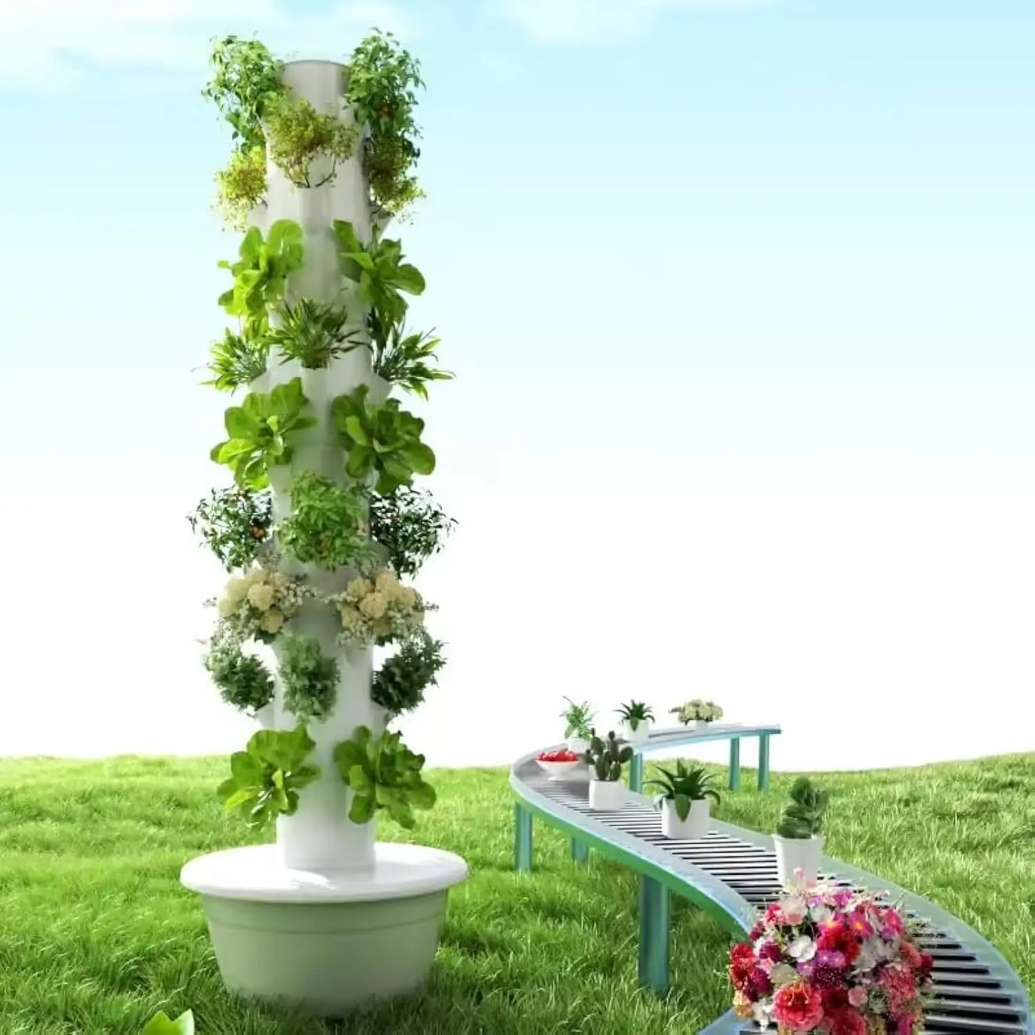 Vertical Hydroponic Grow Tower Aeroponic Tower for Fruits and Vegetables 9 Layer 36 Pots Planter with Water Tank and Pump
Vertical Hydroponic Grow Tower Aeroponic Tower for Fruits and Vegetables 9 Layer 36 Pots Planter with Water Tank and Pump