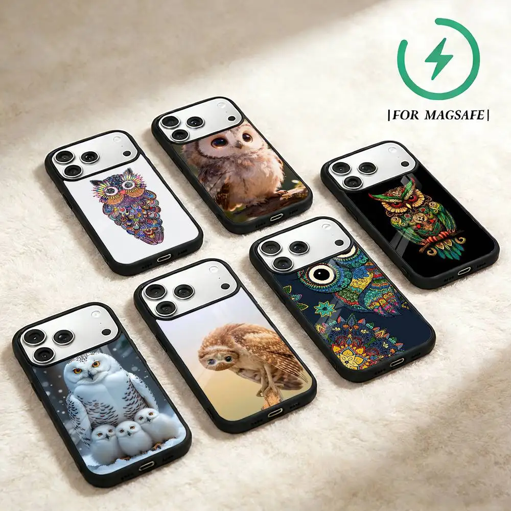 Cute Owl Phone Case For iPhone 17 16 15 14 13 12 Pro Max Plus for Magsafe Mirror Wireless Magnetic Cover
Cute Owl Phone Case For iPhone 17 16 15 14 13 12 Pro Max Plus for Magsafe Mirror Wireless Magnetic Cover