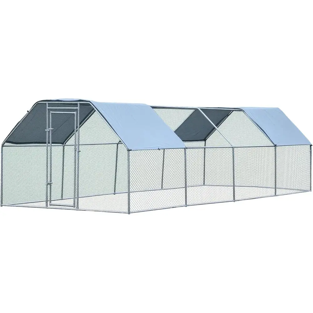 Durable Metal Chicken Coop with Waterproof & UV-Resistant Cover, Large L-Shaped Walk-In Cage for Outdoor Use, 9ft x 24ft x 6.5ft
Durable Metal Chicken Coop with Waterproof & UV-Resistant Cover, Large L-Shaped Walk-In Cage for Outdoor Use, 9ft x 24ft x 6.5ft