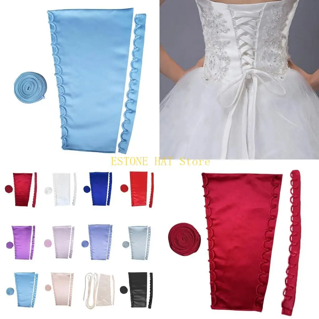 49MF Elegant Back Set for Wedding Dress Long Corset Back Shield Cloth and Buttonhole Cord for Gowns Zipper Replacement
49MF Elegant Back Set for Wedding Dress Long Corset Back Shield Cloth and Buttonhole Cord for Gowns Zipper Replacement