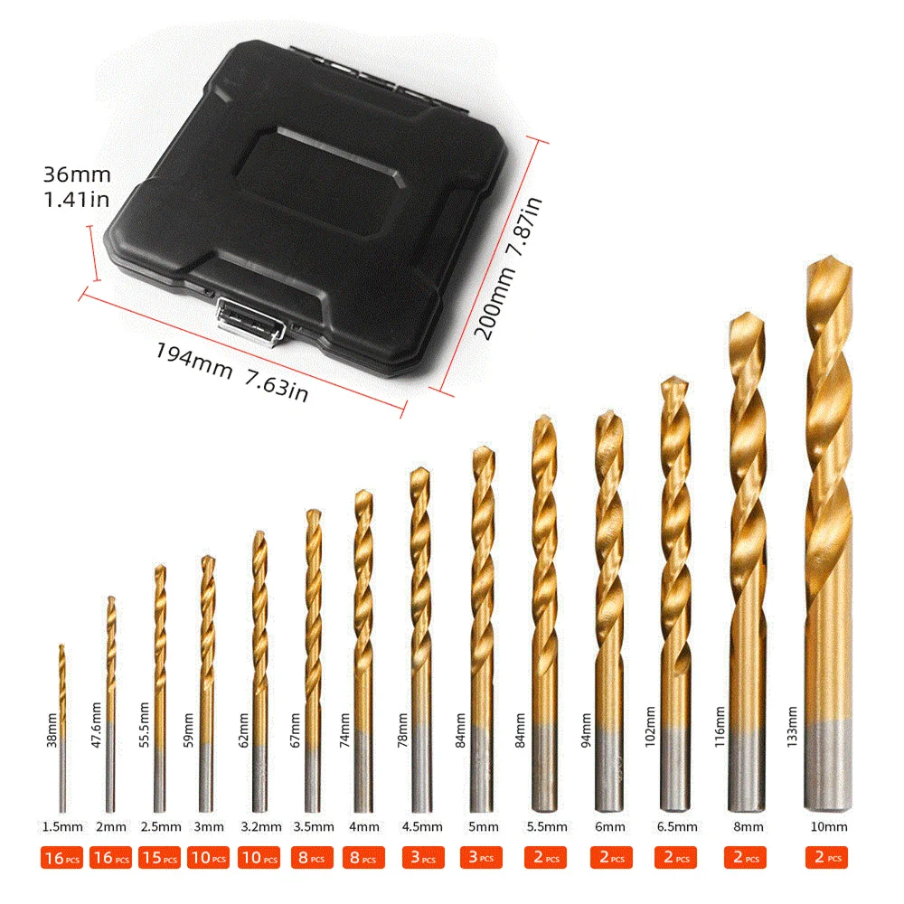 99Pcs Drill Bits Set High-Speed Steel Drill For Drilling Steel Plate Wood Metal Plastic Woodworking Tools
99Pcs Drill Bits Set High-Speed Steel Drill For Drilling Steel Plate Wood Metal Plastic Woodworking Tools