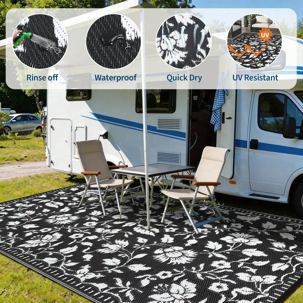 Black Modern Geometric Floral Outdoor Area Rug For Balcony Pool RV Waterproof Reversible Mat Palm Vintage Straw Plastic Camping
Black Modern Geometric Floral Outdoor Area Rug For Balcony Pool RV Waterproof Reversible Mat Palm Vintage Straw Plastic Camping