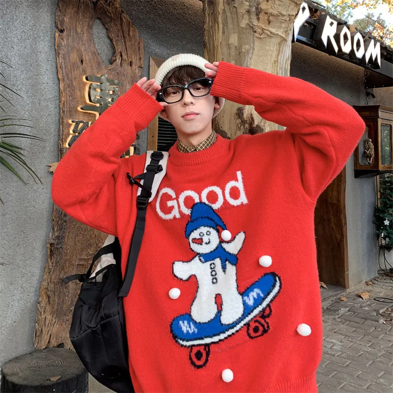 Loose Cisas Knitwear round Ne Sweater ex Trendy Brand Youth Couple Overhead Knittedwear Red Color for Winter Casual
Loose Cisas Knitwear round Ne Sweater ex Trendy Brand Youth Couple Overhead Knittedwear Red Color for Winter Casual
