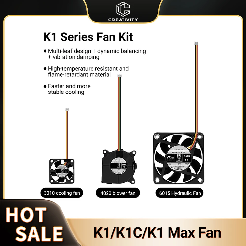 1PC K1C 3010/4020/6015 Fan 24V 4020 Blower Fan 6015 hydraulic fan 3010 Fan For K1/K1 MAX 3d printer Hotend Cooling Fan
1PC K1C 3010/4020/6015 Fan 24V 4020 Blower Fan 6015 hydraulic fan 3010 Fan For K1/K1 MAX 3d printer Hotend Cooling Fan