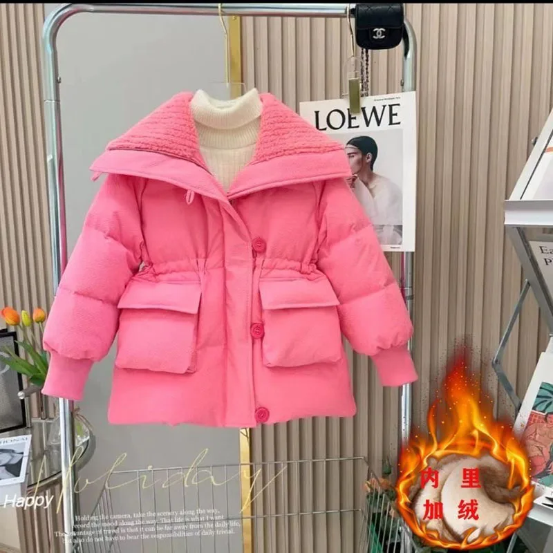 Children's down and Wadded Jacket Mid-Length Hot Pink Black Children's Winter Clothing Thickened Cotton-Padded Jacket
Children's down and Wadded Jacket Mid-Length Hot Pink Black Children's Winter Clothing Thickened Cotton-Padded Jacket