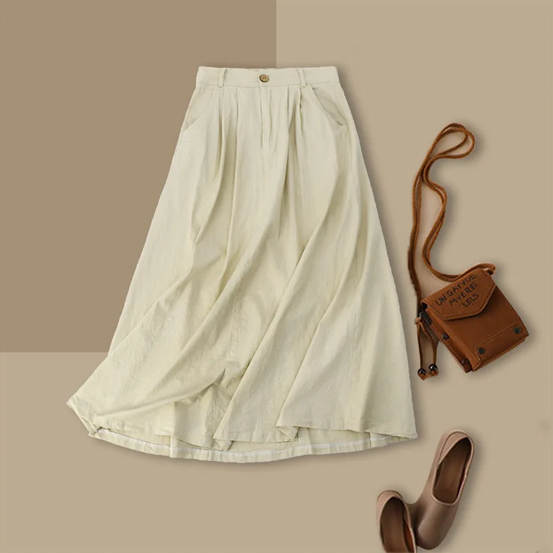 2024 Spring Summer New Casual Simple Solid Cotton Linen Elastic High Waist Thin Loose Women A-line Long Skirt Free Shipping
2024 Spring Summer New Casual Simple Solid Cotton Linen Elastic High Waist Thin Loose Women A-line Long Skirt Free Shipping