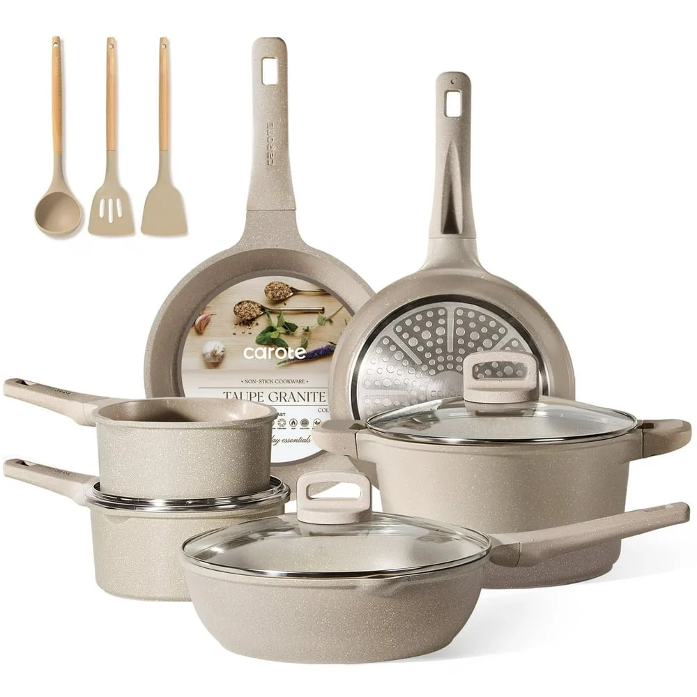 Carote Non Sti Pots And Pans, Nonsti Cookware Set, 12Pcs Induction Kitchens Set, Tan
Carote Non Sti Pots And Pans, Nonsti Cookware Set, 12Pcs Induction Kitchens Set, Tan