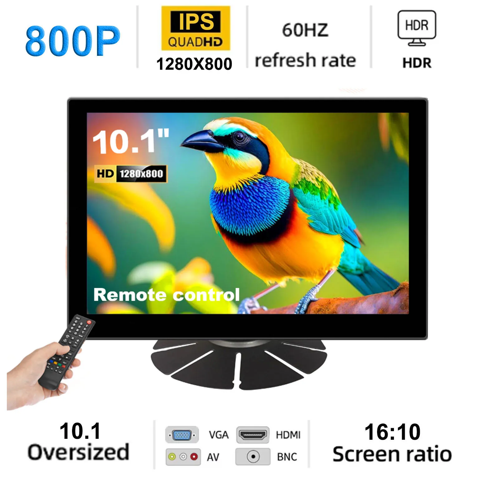 HOWENS 10.1-inch Industrial Trader Monitor HD 1280X800 IPS Display Signal Supports 1920*1080 VAG HDMI AV BNC Sereen TV Viewing
HOWENS 10.1-inch Industrial Trader Monitor HD 1280X800 IPS Display Signal Supports 1920*1080 VAG HDMI AV BNC Sereen TV Viewing