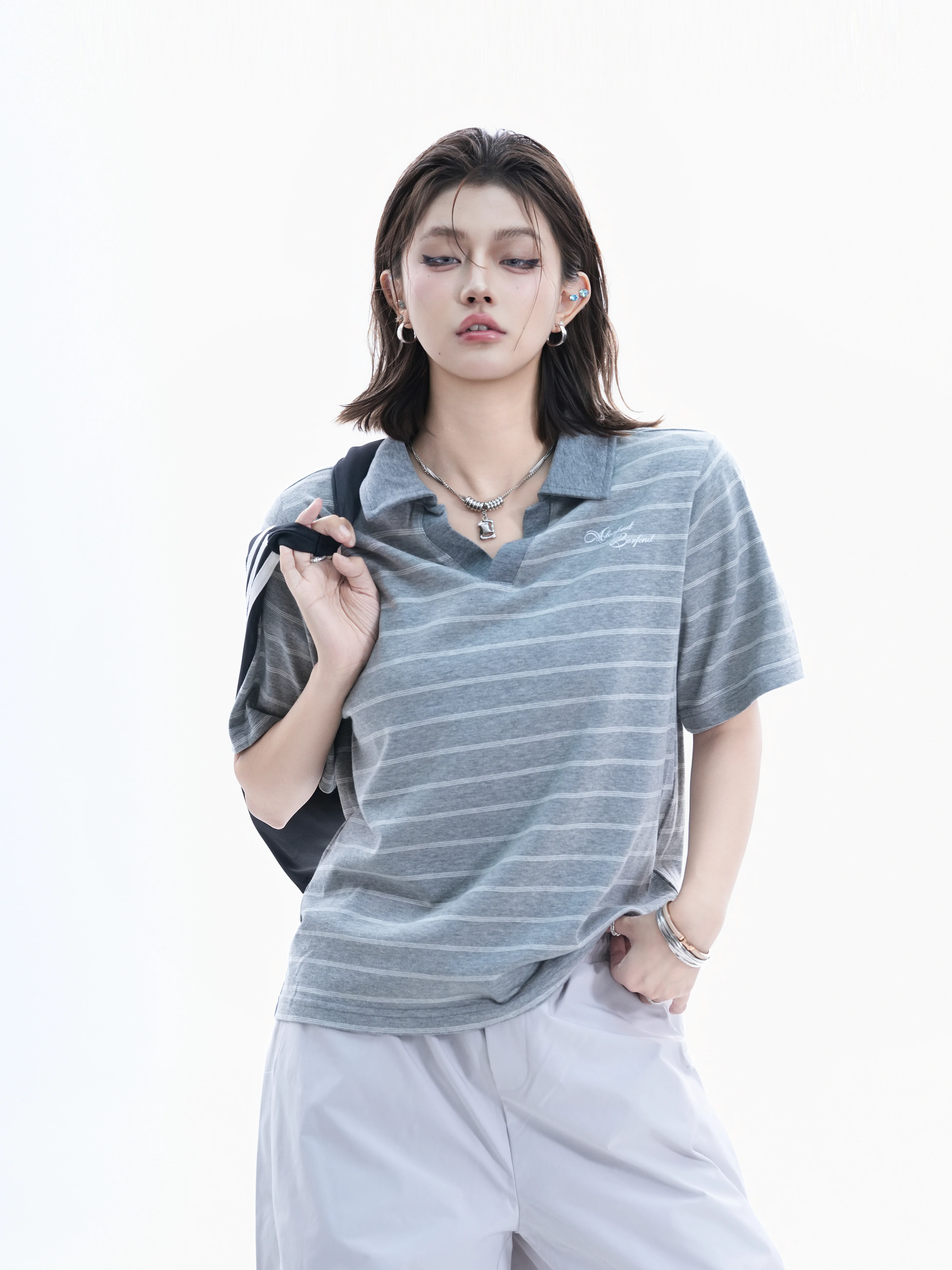 Retro American Striped Shirt Short Sleeve Loose Slimming Collar Versatile Half Sleeve Top for Women Cotton Polyester Blend
Retro American Striped Shirt Short Sleeve Loose Slimming Collar Versatile Half Sleeve Top for Women Cotton Polyester Blend