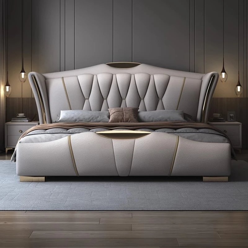 200x220cm King Size Double Bed Napa Leather Frame Modern Headboard Wedding Bed Home Twin Queen Wooden Luxury Bedroom Furniture
200x220cm King Size Double Bed Napa Leather Frame Modern Headboard Wedding Bed Home Twin Queen Wooden Luxury Bedroom Furniture