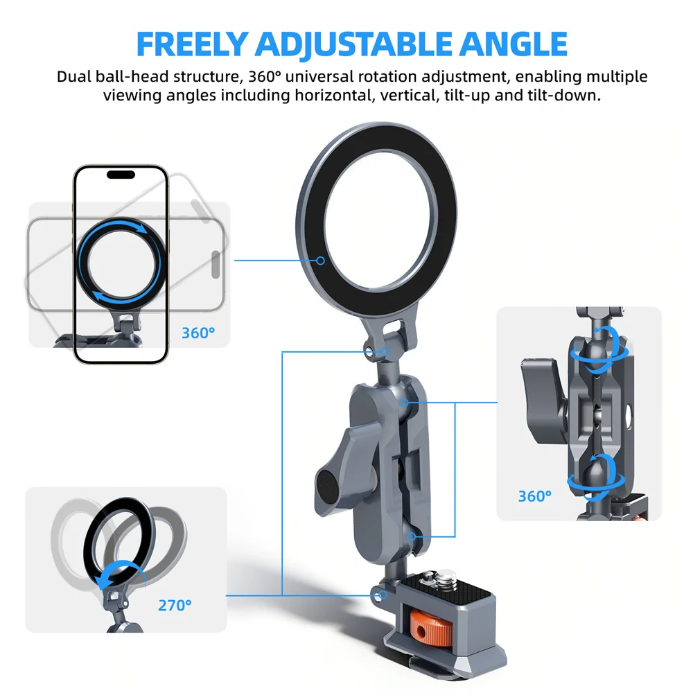 Magnetic Phone Holder Adjustable Phone Tripod Mount with 1/4''Screw+Cold Shoe+Arca Base for iPhone Android Camera Monitor Tripod
Magnetic Phone Holder Adjustable Phone Tripod Mount with 1/4''Screw+Cold Shoe+Arca Base for iPhone Android Camera Monitor Tripod