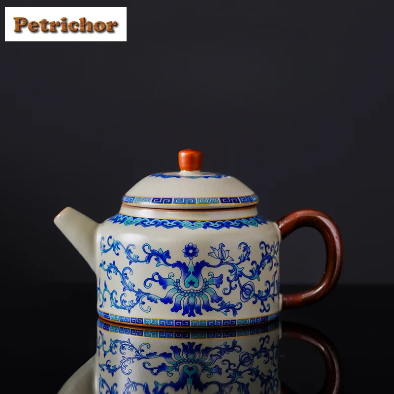 200ml Ru Kiln Blue And White Teapot Ancient Tea Infuser Pot Tea Soaking Kettle With Strainer Flower Tea Tea Services Gift Set
200ml Ru Kiln Blue And White Teapot Ancient Tea Infuser Pot Tea Soaking Kettle With Strainer Flower Tea Tea Services Gift Set