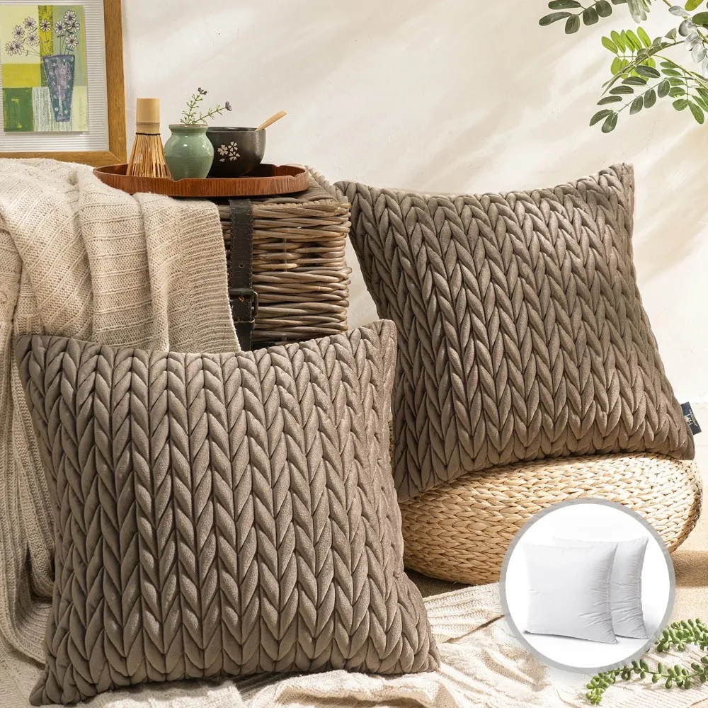 Quilted Velvet Braid Textured Pleated Decorative Throw Pillow, 20 X 20, Brown, 2 Pack
Quilted Velvet Braid Textured Pleated Decorative Throw Pillow, 20 X 20, Brown, 2 Pack
