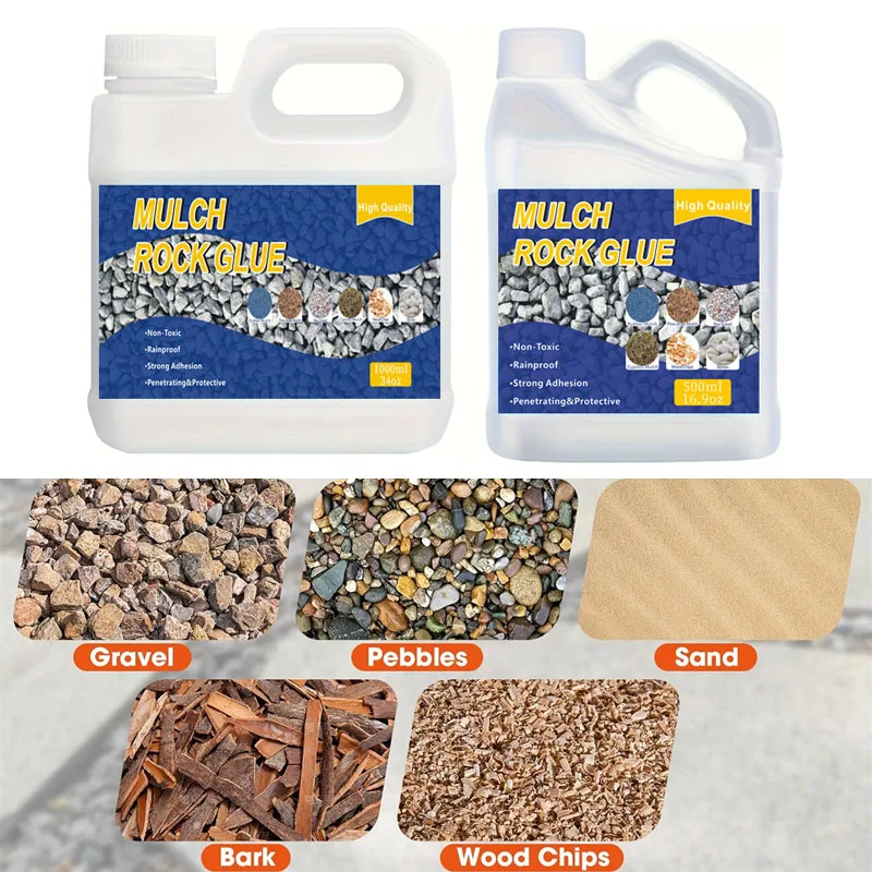 500/1000ml Mulch Rock Glue Ultra-Bond Gravel Binder Non-Toxic Rainproof Penetrating Protective For Bark Wood Chips Pebbles Sand
500/1000ml Mulch Rock Glue Ultra-Bond Gravel Binder Non-Toxic Rainproof Penetrating Protective For Bark Wood Chips Pebbles Sand
