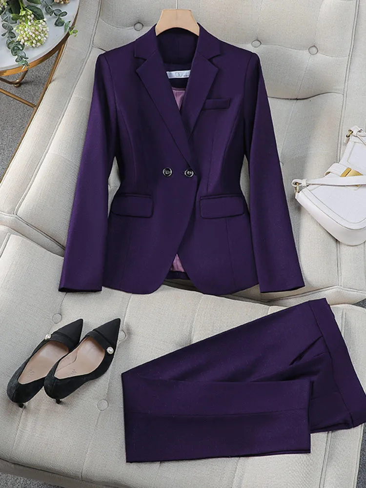 High Quality Ladies Pant Suit Women Female Business Work Wear Solid Jacket and Trouser Blazer 2 Piece Set
High Quality Ladies Pant Suit Women Female Business Work Wear Solid Jacket and Trouser Blazer 2 Piece Set