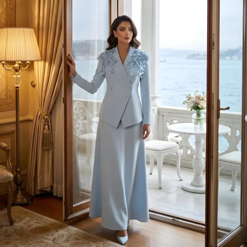 Customized Sky Blue Intricate Exquisite Jersey Button Handmade Flower Beading Sequined A-line V-neck Ankle Length Floor-Length
Customized Sky Blue Intricate Exquisite Jersey Button Handmade Flower Beading Sequined A-line V-neck Ankle Length Floor-Length