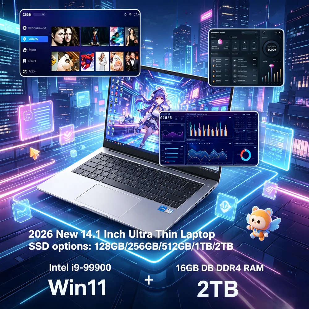 2026 New 14.1 Inch Ultra Thin Laptop Intel i9-9900 Win11 16GB DDR4 RAM 2TB SSD Portable Business Notebook
2026 New 14.1 Inch Ultra Thin Laptop Intel i9-9900 Win11 16GB DDR4 RAM 2TB SSD Portable Business Notebook