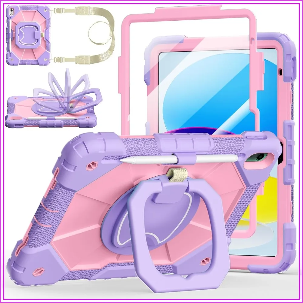 360° Rotating Stand Case for iPad 11th/10th Gen 10.9 Inch 2025/2022, with Screen Protector, Shoulder Strap & Pencil Holder
360° Rotating Stand Case for iPad 11th/10th Gen 10.9 Inch 2025/2022, with Screen Protector, Shoulder Strap & Pencil Holder